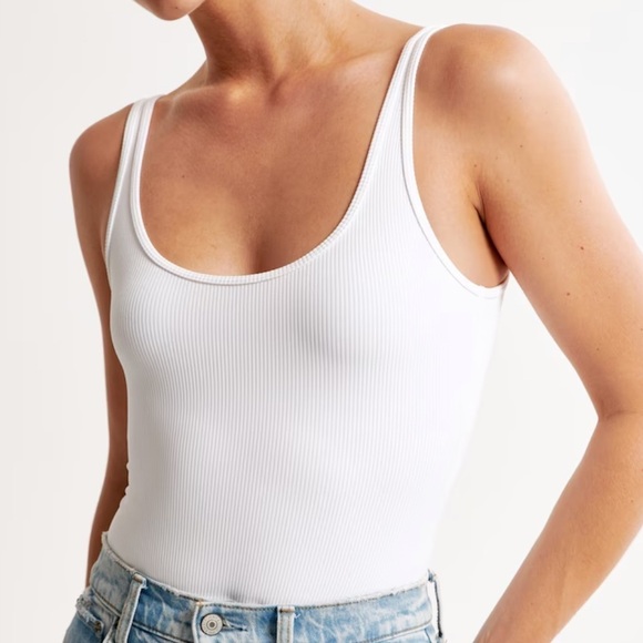 Abercrombie Seamless Rib Fabric Scoopneck Bodysuit Green Small - Picture 3 of 11